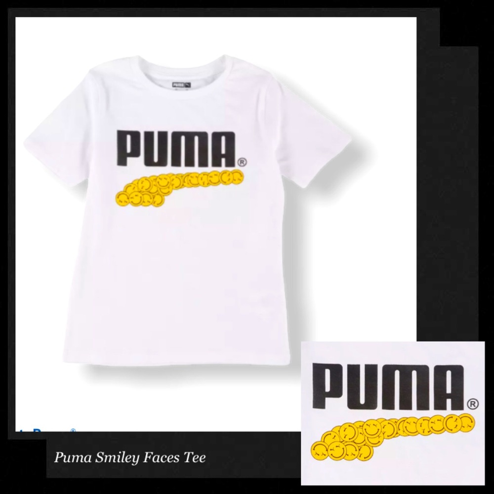 PUMA Logo Smiley Faces Short Sleeve T-Shirt